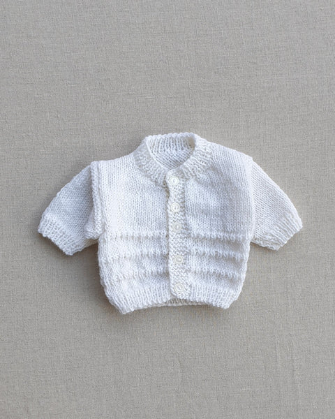 Knitted by Nana Poppy Cardigan Prem White