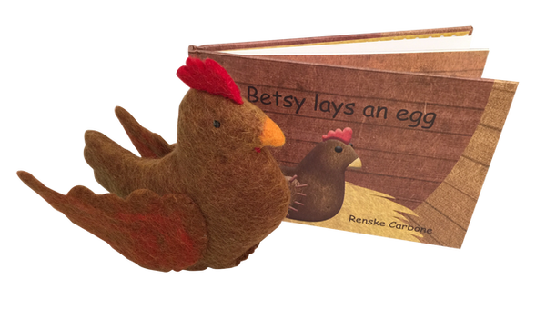 Papoose Betsy Lays an Egg Chicken Book and Toy