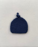 Knitted by Nana Top Knot Beanie - Blue Denim