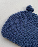 Knitted by Nana Top Knot Beanie - Blue Denim