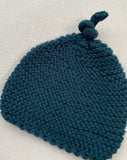 Knitted by Nana Top Knot Beanie - Amazon Green