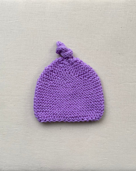 Knitted by Nana Top Knot Beanie - Lavender