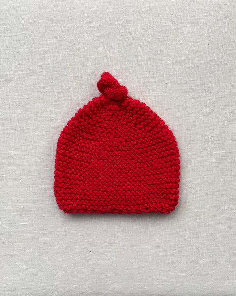Knitted by Nana Top Knot Beanie - Love Heart