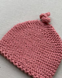 Knitted by Nana Top Knot Beanie - Rose Petal