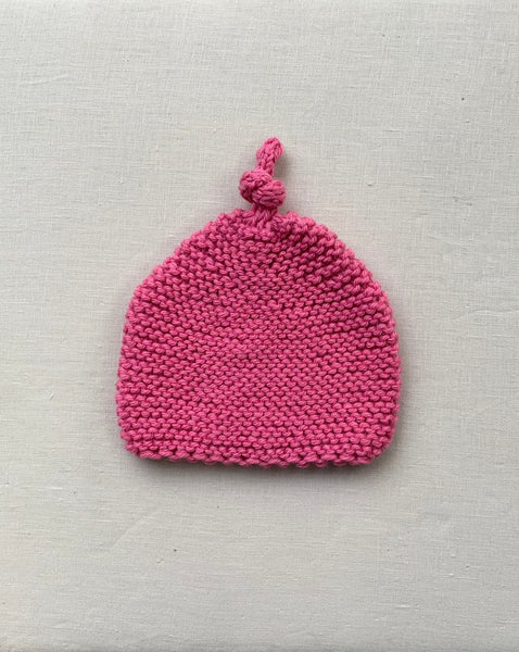 Knitted by Nana Top Knot Beanie - Bubblegum