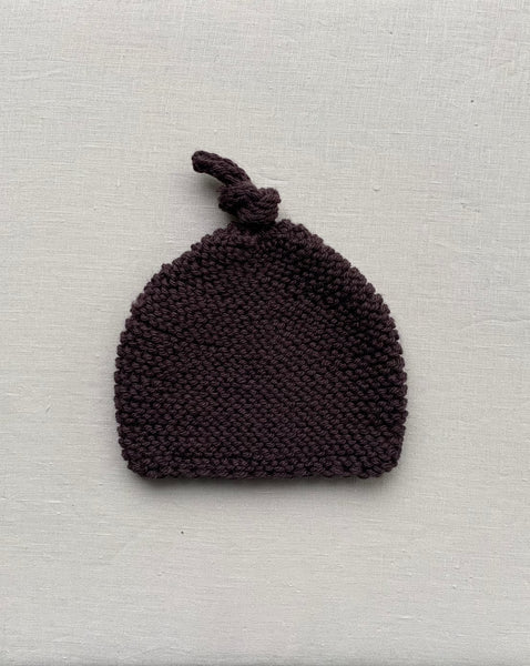 Knitted by Nana Top Knot Beanie - Chocolate