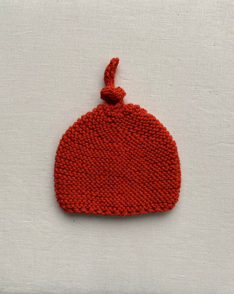 Knitted by Nana Top Knot Beanie - Pumpkin Spice