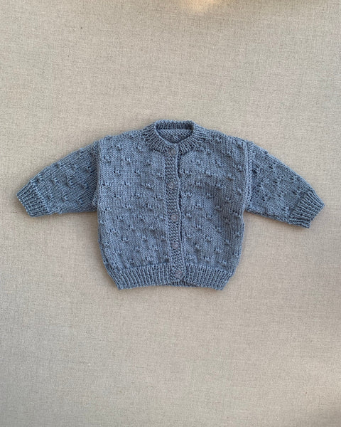 Knitted by Nana Bubble Stitch Cardigan Blueberry 3-6M