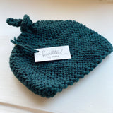 Knitted by Nana Top Knot Beanie - Amazon Green