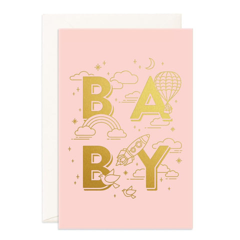 Fox & Fallow Baby Universe Pink Jumbo Greeting Card