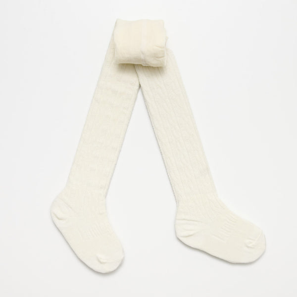 Lamington Merino Tights Cable - Natural Cream