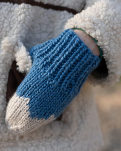Acorn Mountain Top Mittens- Blue