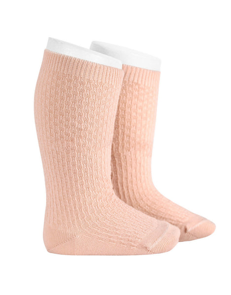 Condor Wool Blend Patterned Knee Sock (#964 Dusty Pink)