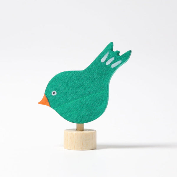 Grimm's Pecking Bird Wooden Decoration Green