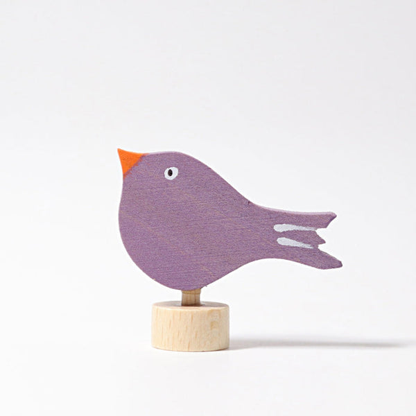 Grimm's Sitting Bird Wooden Decoration Purple