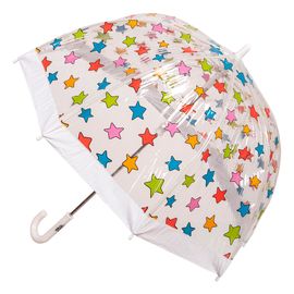 Clifton Umbrella - Birdcage Clear with White Trim and Stars
