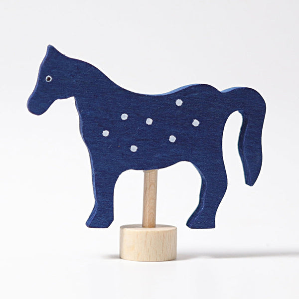 Grimm's Wooden Horse Decoration Blue