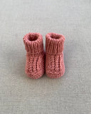 Knitted by Nana Cuffed Booties Rose Petal