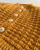Knitted by Nana Ridge Stitch Cardigan Curry 3-6M