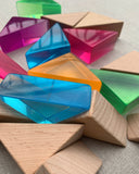 Papoose Lucite and Wood Large Triangles 24pc