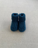 Knitted by Nana Cuffed Booties Coastal Blue