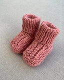 Knitted by Nana Cuffed Booties Rose Petal