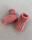 Knitted by Nana Cuffed Booties Rose Petal