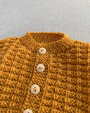 Knitted by Nana Ridge Stitch Cardigan Curry 3-6M