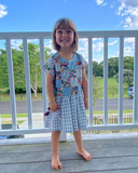 Pretty Wild Kids Maggie Patch Dress Blue Check Linen