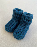 Knitted by Nana Cuffed Booties Coastal Blue