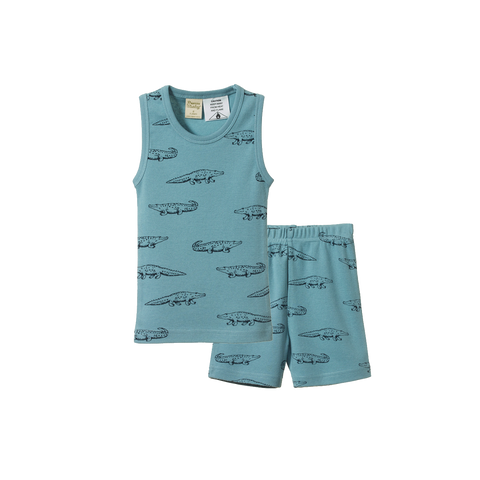 Nature Baby Singlet Pyjama Set Crocodile Mineral Print