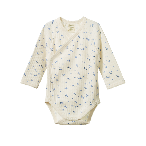 Nature Baby Pointelle Kimono Bodysuit Daisy Print