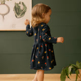 Nature Baby L/S Twirl Dress Navy Tulip Print