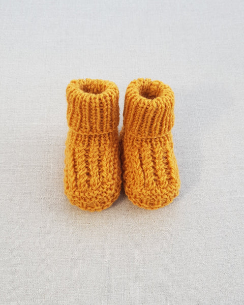 Knitted by Nana Cuffed Booties Curry