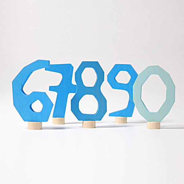 Grimm's Decorative Numbers Set 6 7 8 9 0 Blue