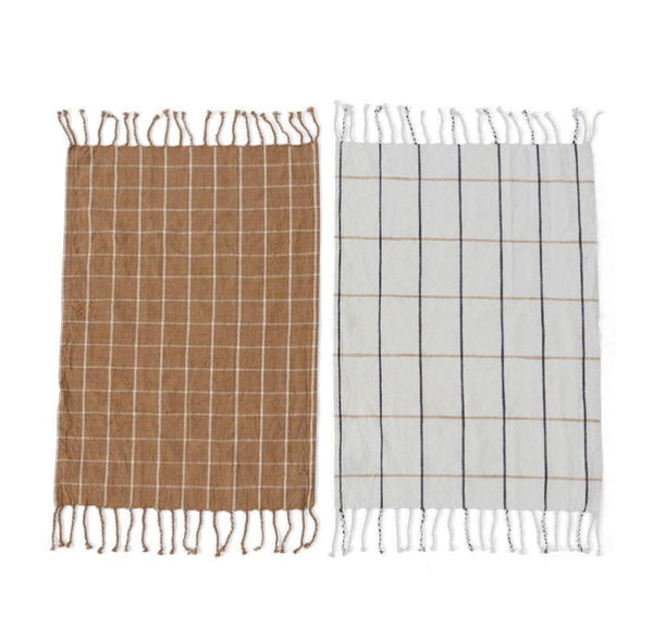 OyOy Gobi Tea Towel 2pk - Camel/Off White