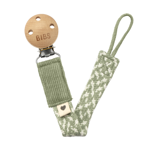 BIBS Paci Braid Dummy Clip - Sage/Ivory