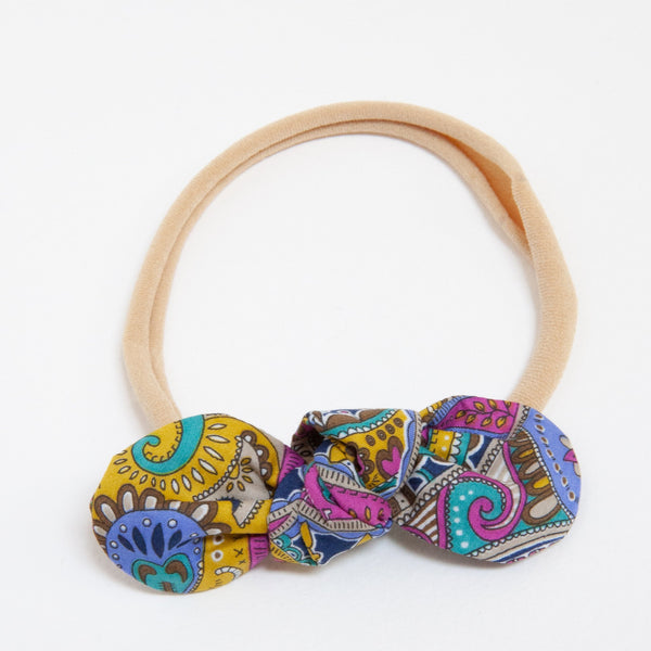 Pretty Wild Anna Bow Elastic Headband Paisley
