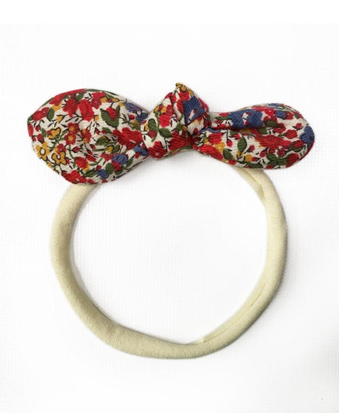 Pretty Wild Anna Bow Elastic Headband Liberty Print Pomegranate