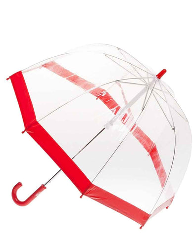 Clifton Umbrella - Birdcage Clear with Red Trim