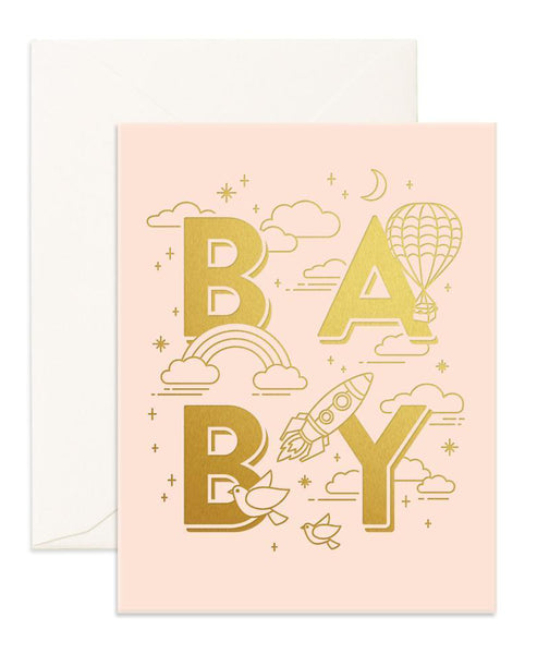 Fox & Fallow Baby Universe Pink / Cream Greeting Card