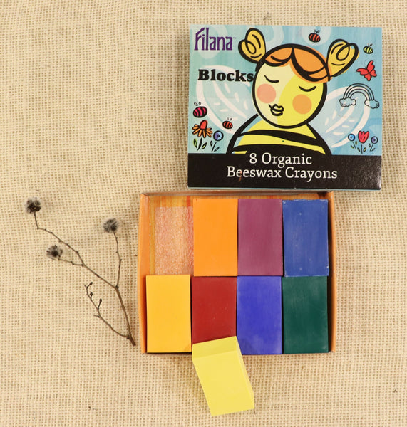 Filana Organic Beeswax Crayons, Rainbow Blocks 8