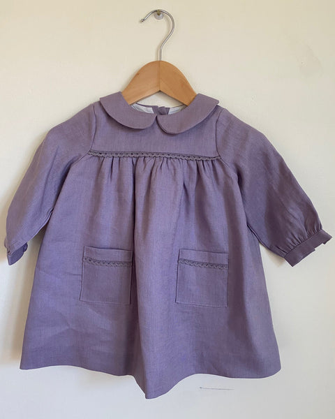 Pretty Wild Kids Bella Long Sleeve Dress - Lavender Linen