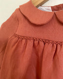 Pretty Wild Kids Bella Long Sleeve Dress - Coral Linen