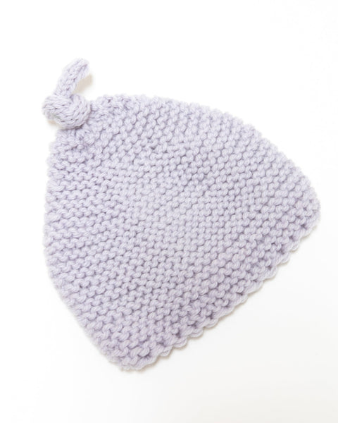 Knitted by Nana Top Knot Beanie - Ghost