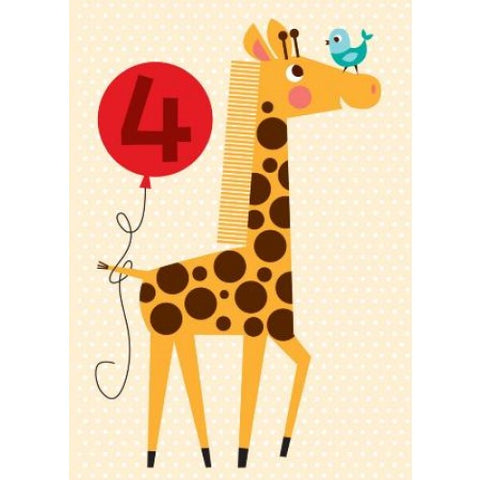 Little Red Owl Card - Four Giraffe Birthday Card