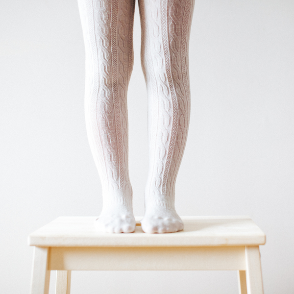 Lamington Cable Merino Tights - Oatmeal