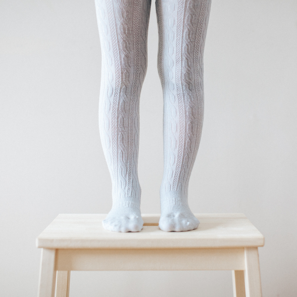 Lamington Merino Tights Cable - Snow Grey