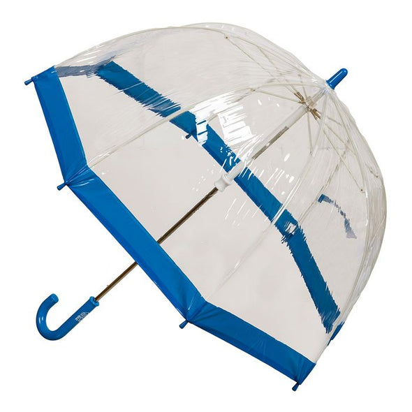 Clifton Umbrella - Birdcage Clear with Blue Trim