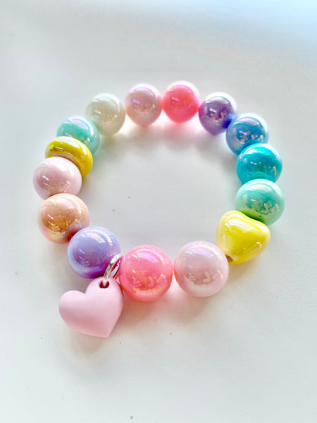 Red Bobble Bunny Love Heart Bracelet